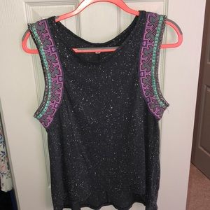Galaxy print tank with beautiful beading